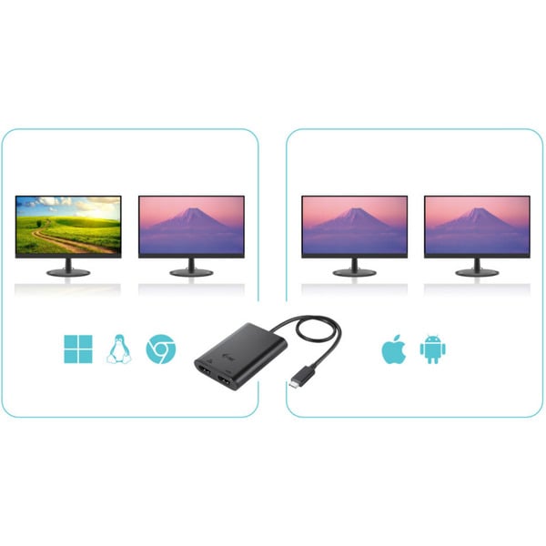 € 30,24 i-tec Video Adapter USB-C > Dual HDMI 4K / 60Hz (single 8K / 30Hz) - i-tec - vue 3