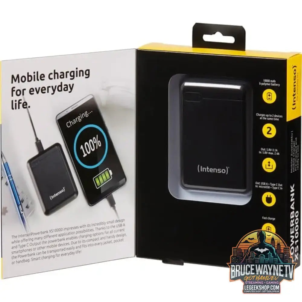 Intenso Powerbank XS10000 schwarz, 10.000 mAh - Stromquelle: USB-C, Micro-USB - vue 6