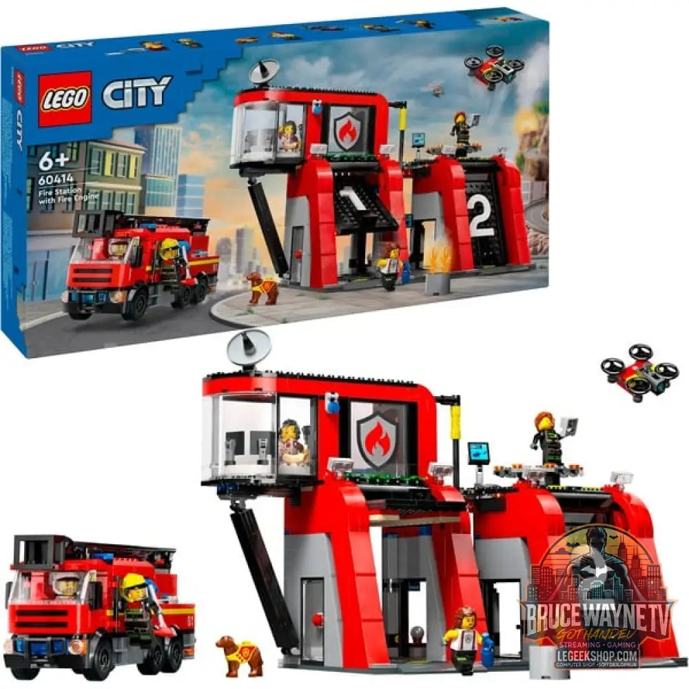 LEGO 60414 City Feuerwehrstation avec Drehleiterfahrzeug, jeu de construction - LEGO