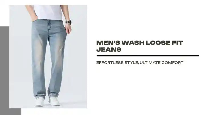 Men's Wash Loose Fit Jeans by@Outfy
