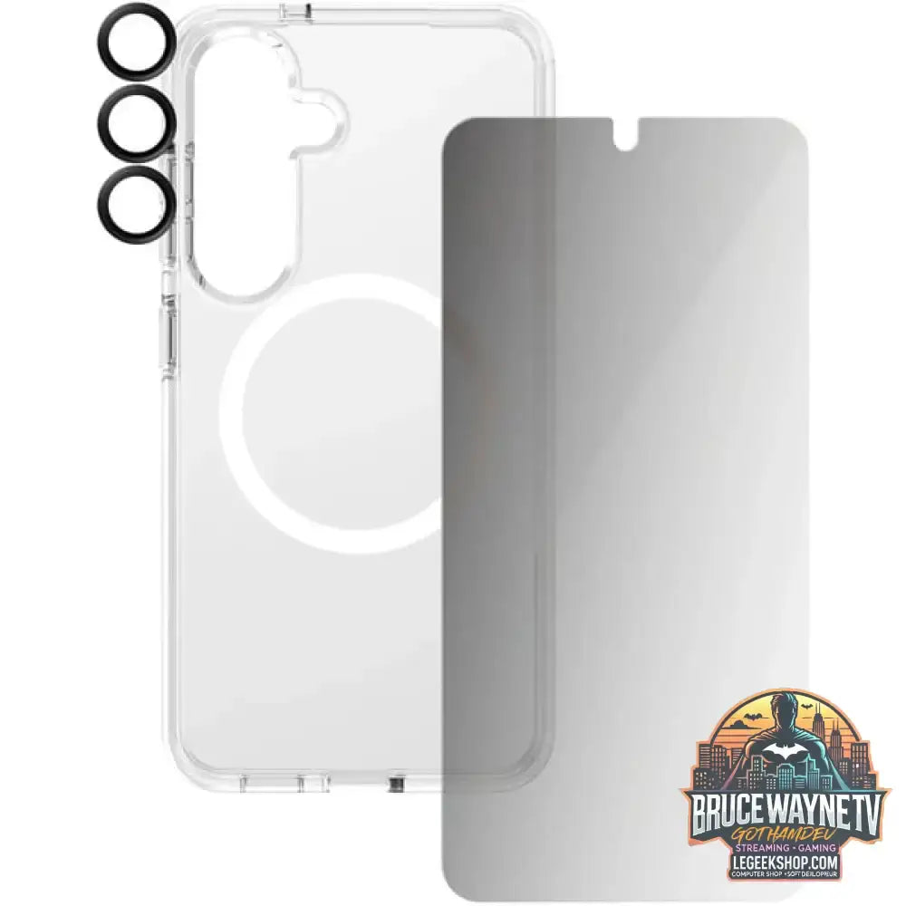 PanzerGlass Flagship 3-in-1 Privacy Set transparent/weiß, Samsung Galaxy S25, QI-kompatibel, EasyAligner - PanzerGlass - vue 2