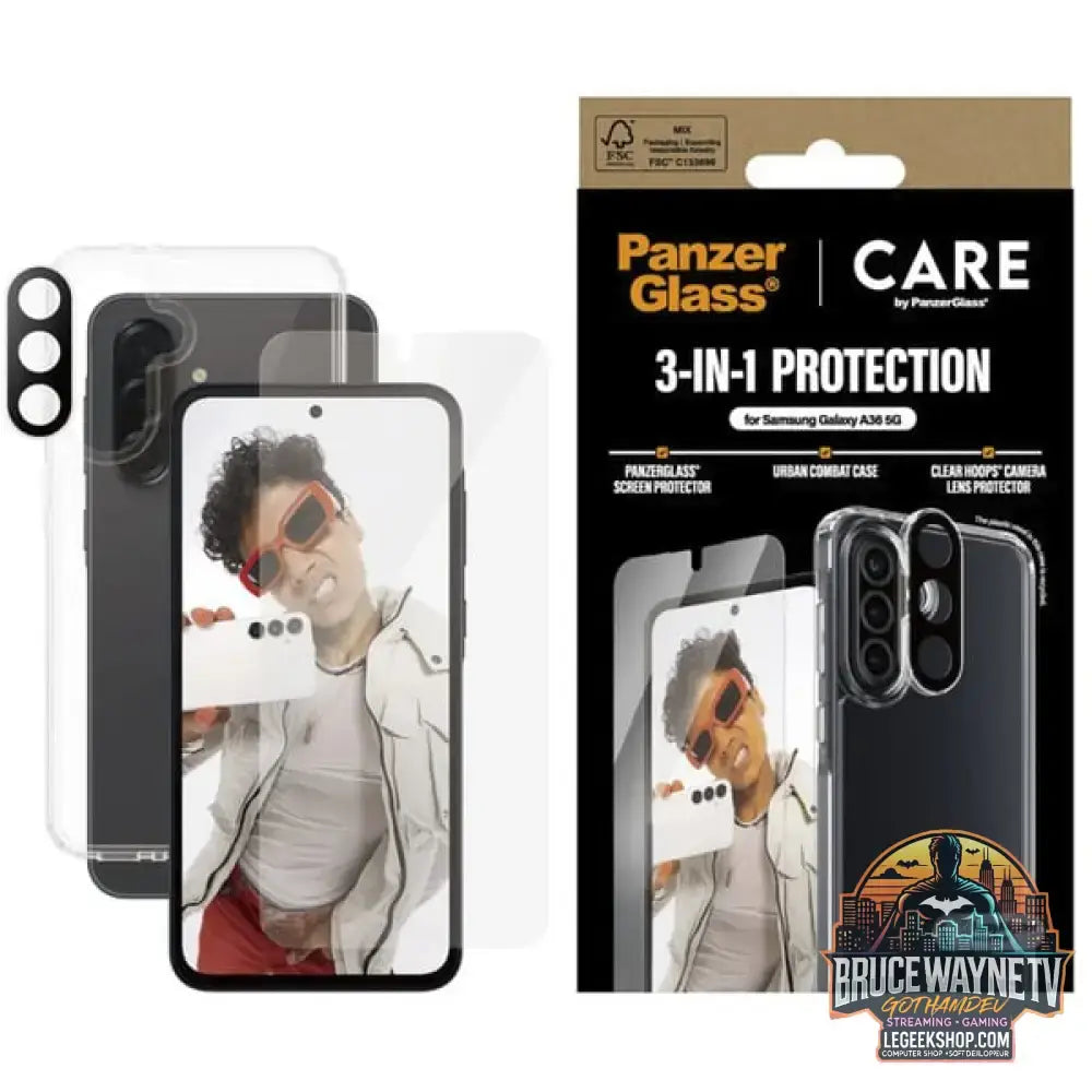 PanzerGlass Flagship 3-in-1 Set transparent/weiß, Samsung Galaxy A36 5G, QI-kompatibel, EasyAligner - PanzerGlass - vue 4