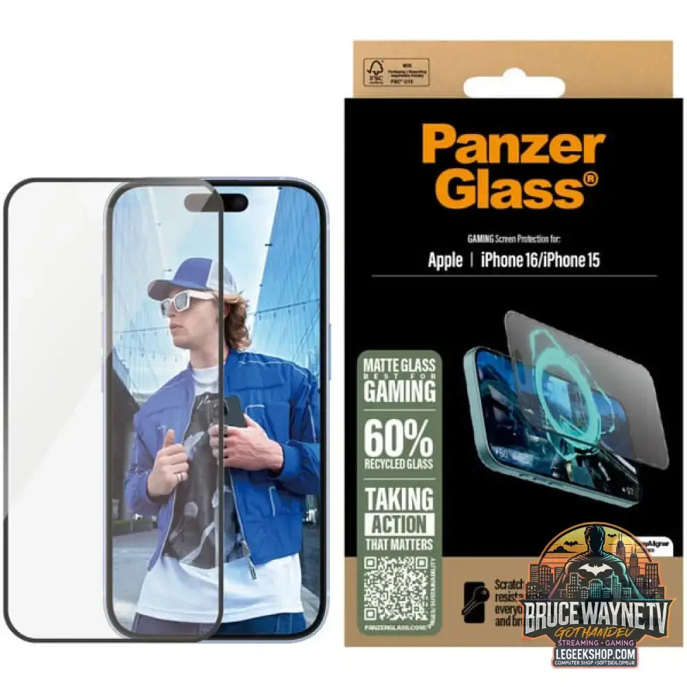 PanzerGlass Gaming Displayschutz Ultra-Wide Fit, Schutzfolie transparent, iPhone 16 / 15, EasyAligner - PanzerGlass - vue 4