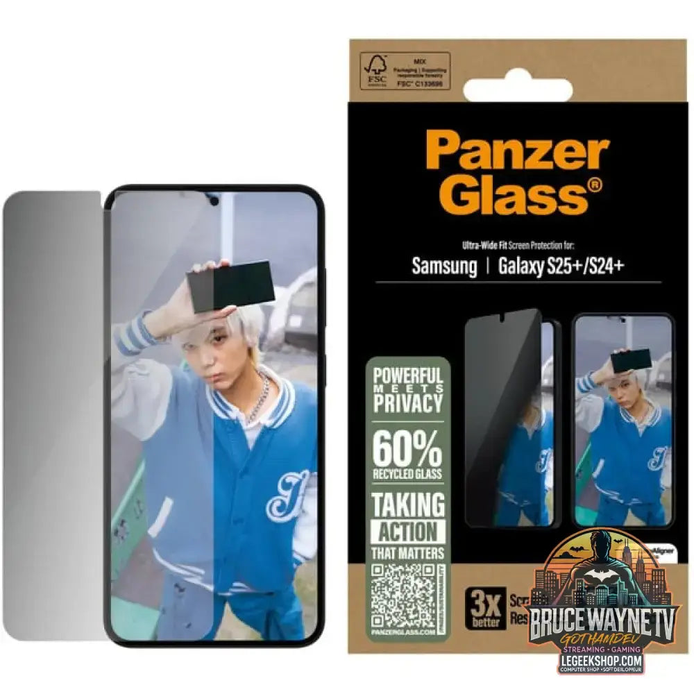 PanzerGlass Privacy Displayschutz Ultra-Wide Fit, Schutzfolie transparent, Samsung Galaxy S25+ / S24+ - PanzerGlass - vue 4