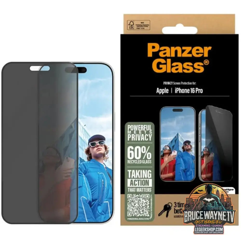 PanzerGlass Privacy Displayschutz Ultra-Wide Fit, Schutzfolie transparent, iPhone 16 Pro - PanzerGlass - vue 4