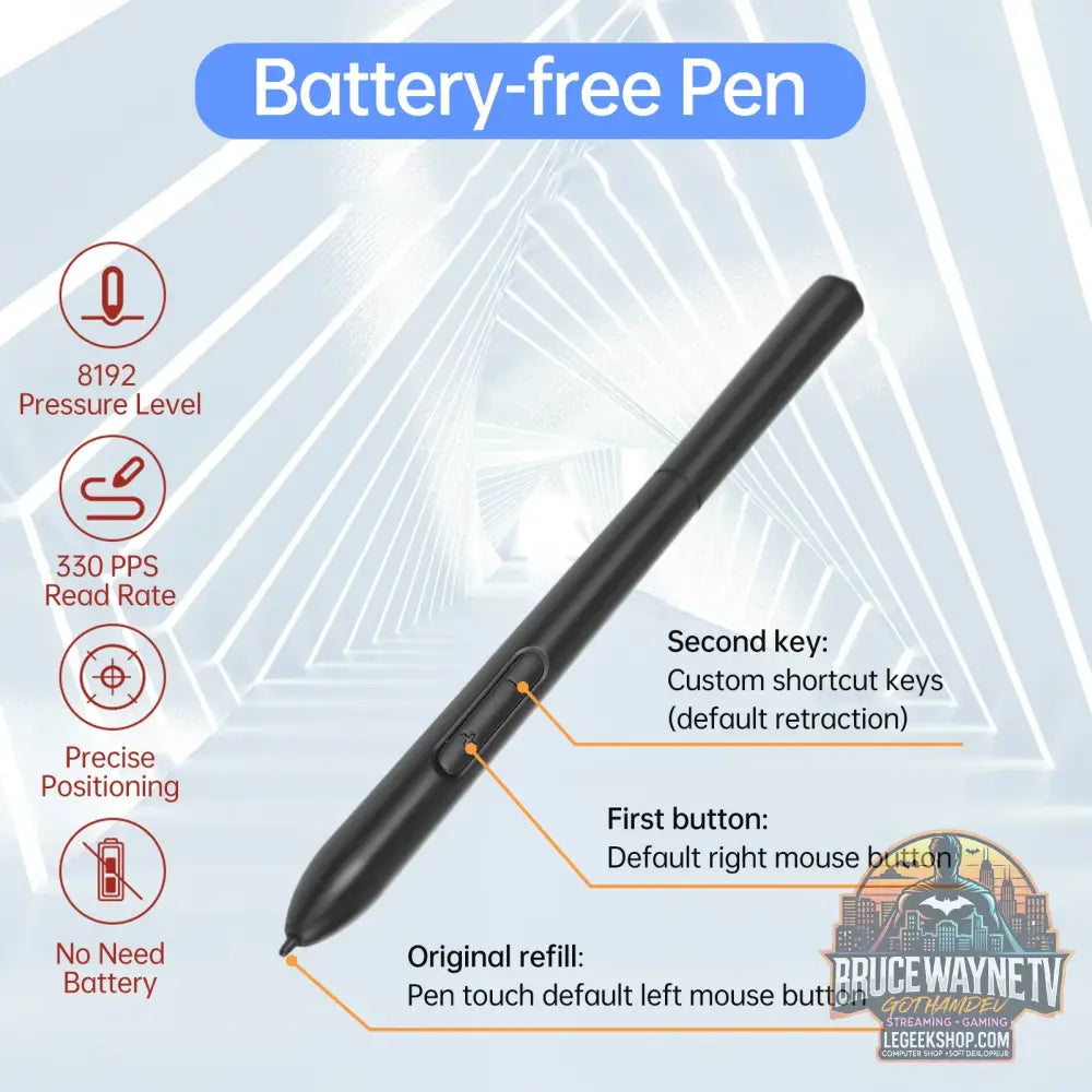 Tablette Graphique VINSA T1161 Ultra-Mince, 8192 Niveaux de Pression Stylet sans Batterie - Tablette Graphique