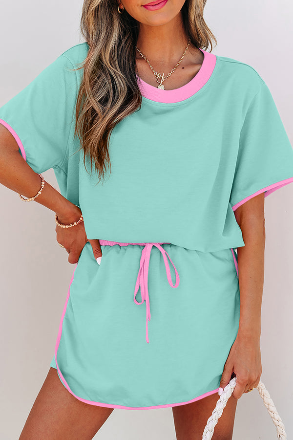 Ensemble femme épaules tombantes, colorblock