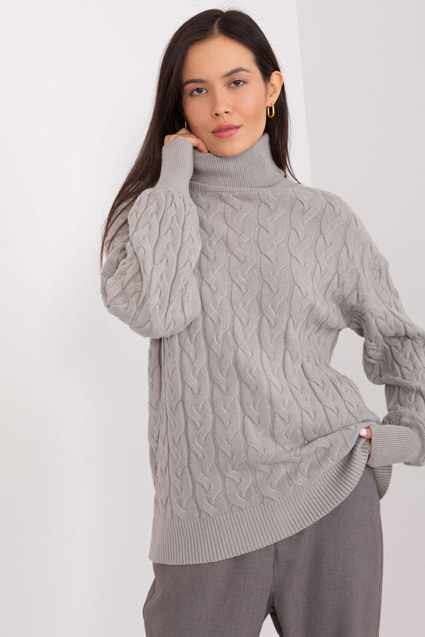 Pull femme AT Col Roulé Col — gris