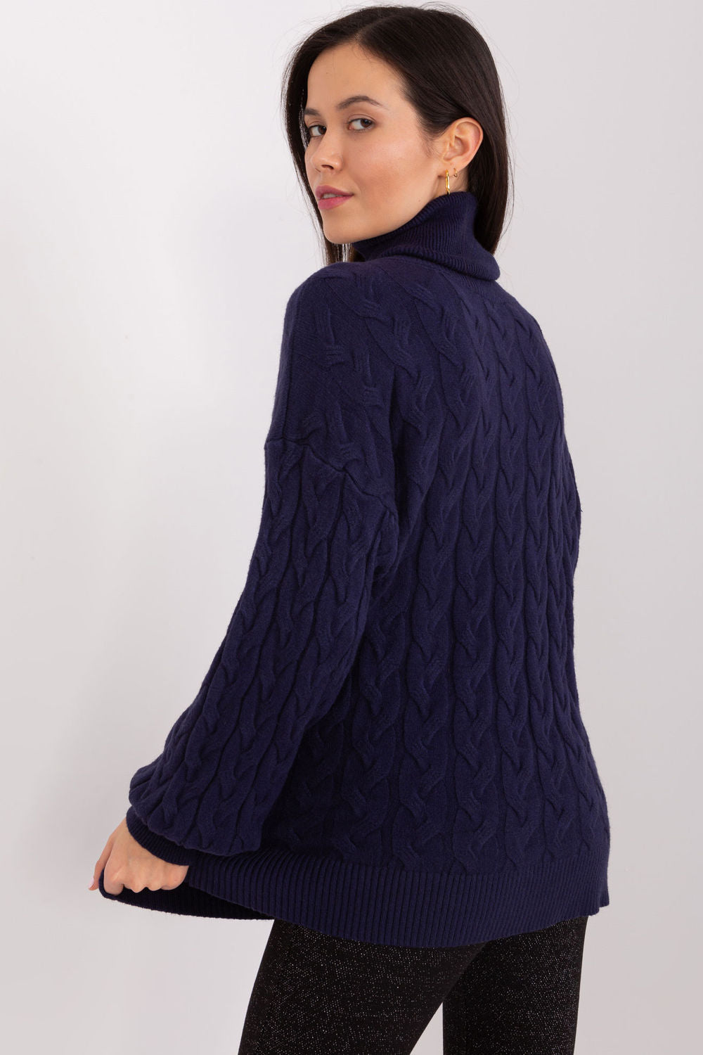 Pull femme AT Col Roulé Col — bleu marine