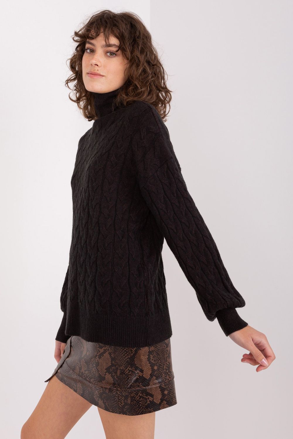 Pull femme AT Col Roulé Col — noir
