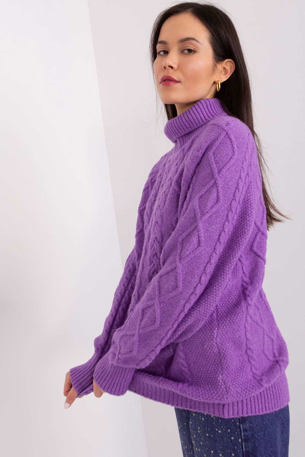 Pull femme AT Col Roulé Col — violet