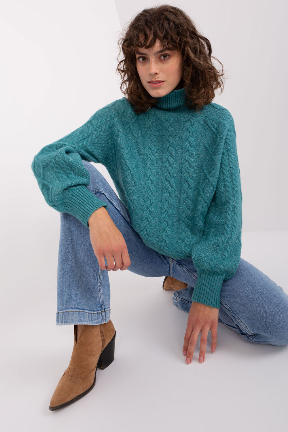 Pull femme AT Col Roulé Col — bleu