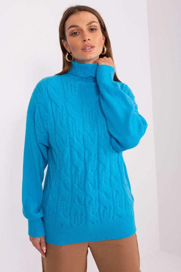 Pull femme AT Col Roulé Col — bleu