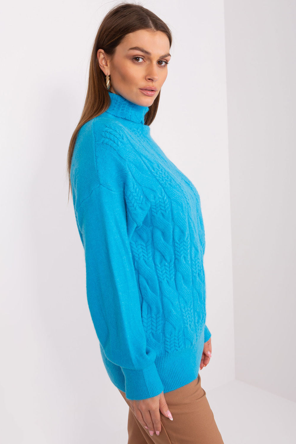 Pull femme AT Col Roulé Col — bleu