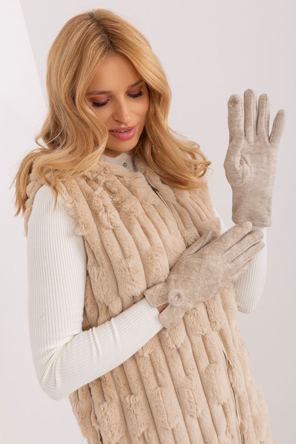 Gants femme AT — beige