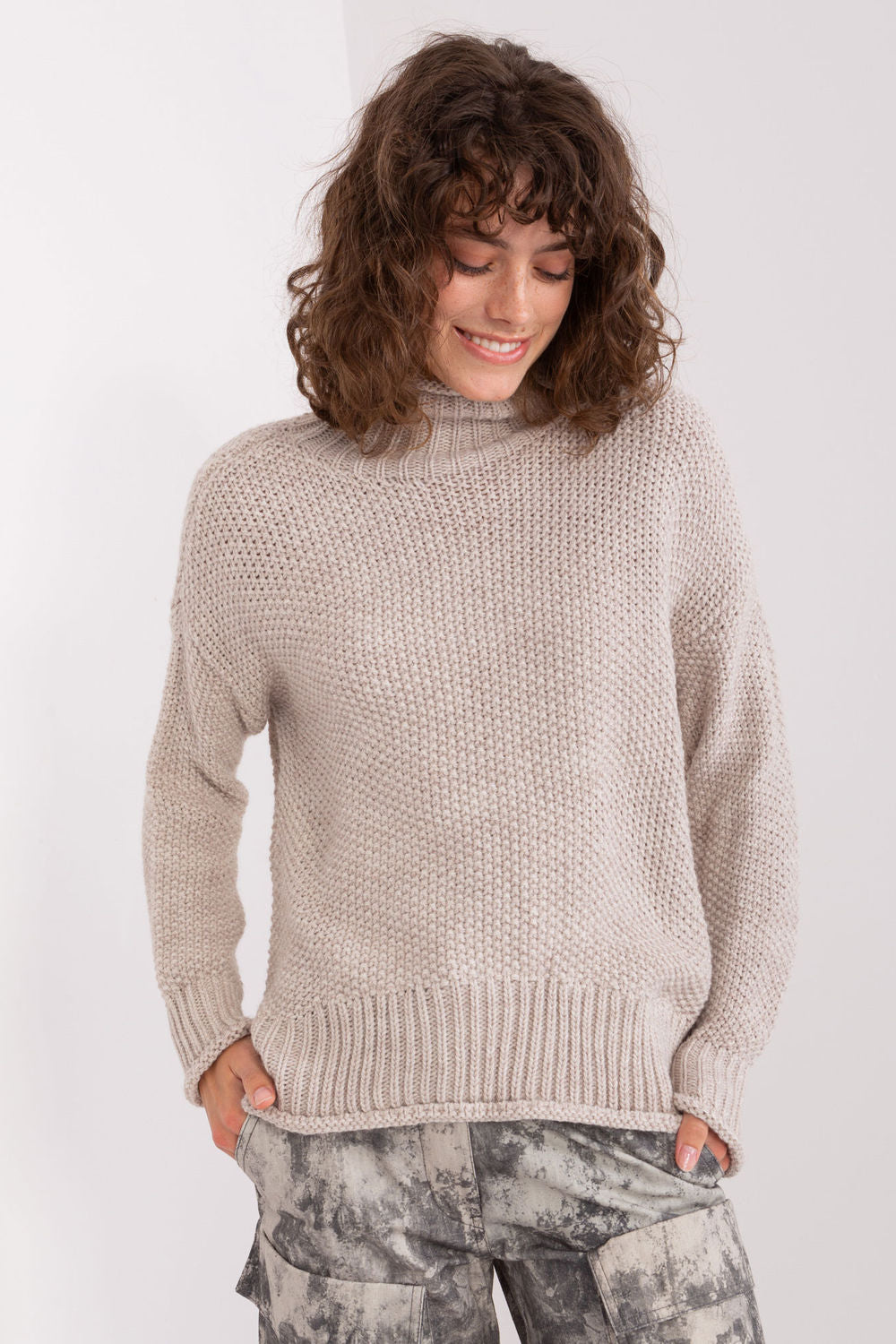 Pull femme Badu Col Roulé Col — beige