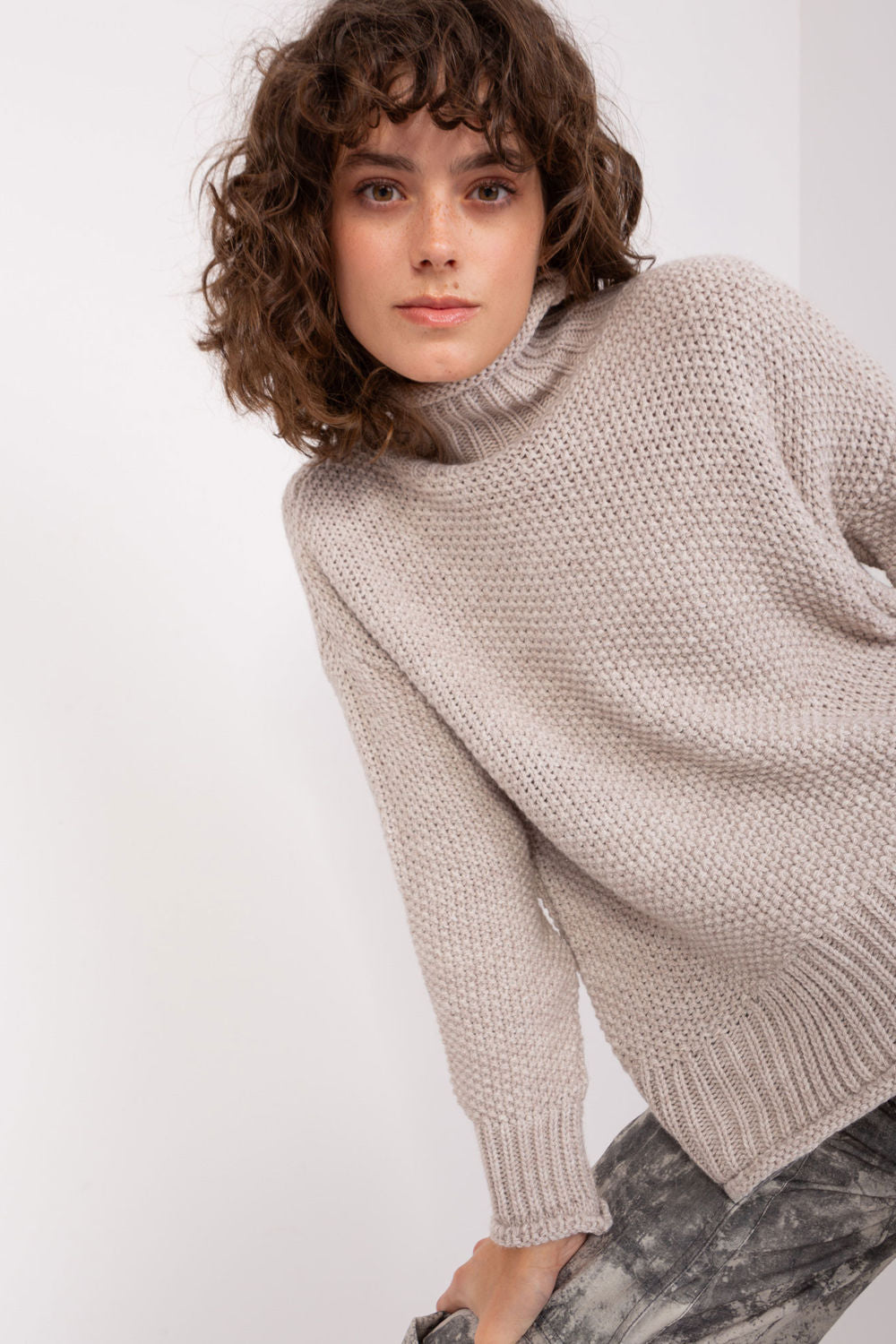 Pull femme Badu Col Roulé Col — beige