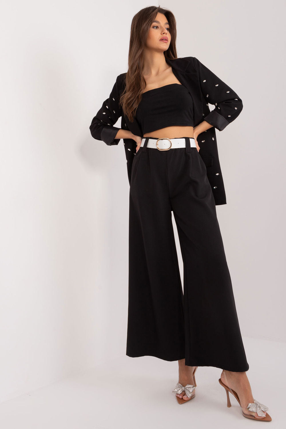 Chaussures à talons femme Italy Moda Pantalon Pantalon — noir