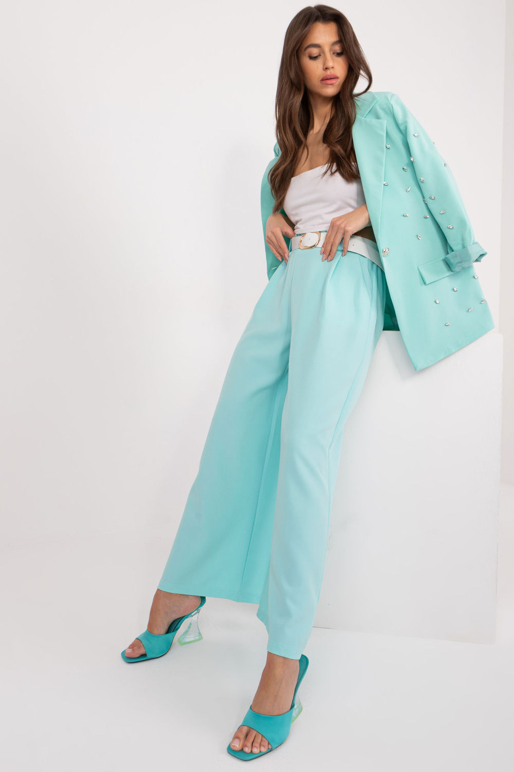 Chaussures à talons femme Italy Moda Pantalon Pantalon — vert
