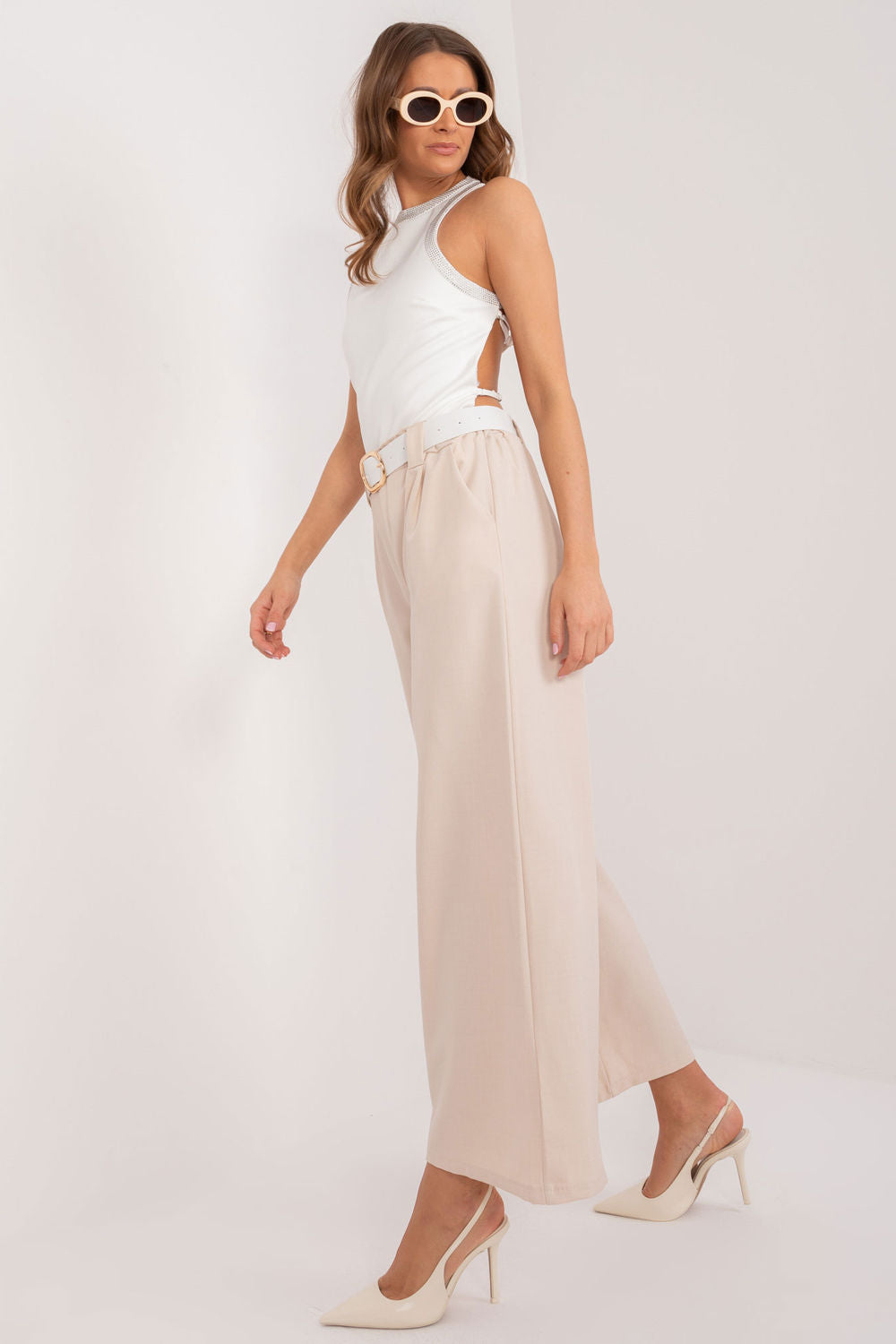 Chaussures à talons femme Italy Moda Pantalon Pantalon — beige
