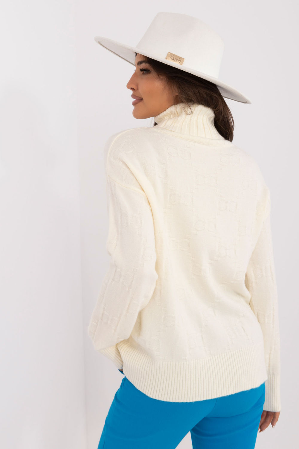 Pull femme AT Col Roulé Col — beige