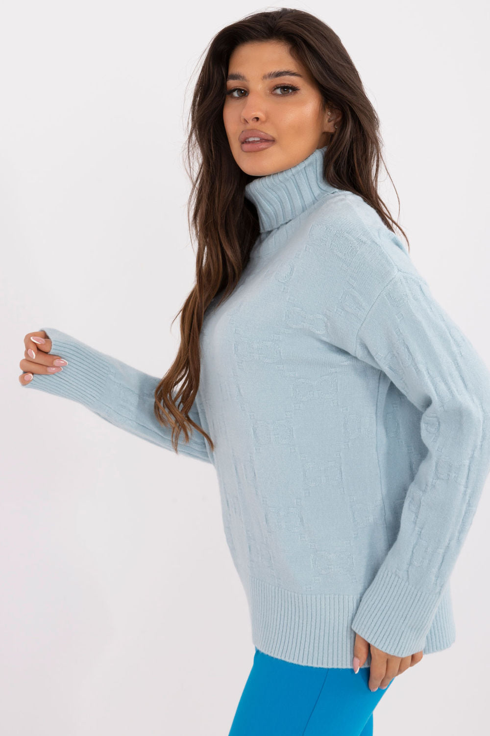 Pull femme AT Col Roulé Col — bleu