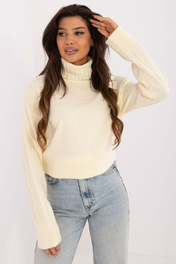 Pull femme AT Col Roulé Col — jaune