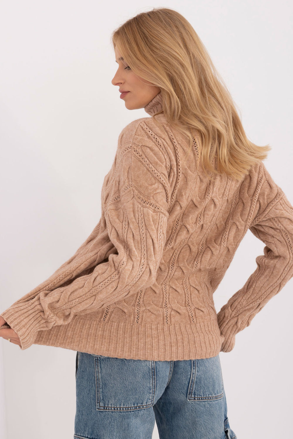 Pull femme AT Col Roulé Col — brun