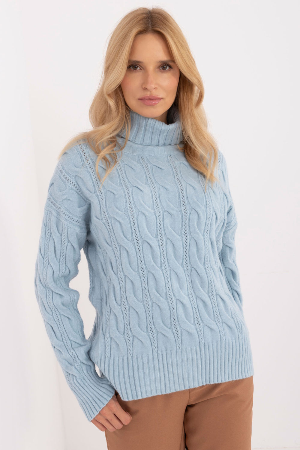 Pull femme AT Col Roulé Col — bleu