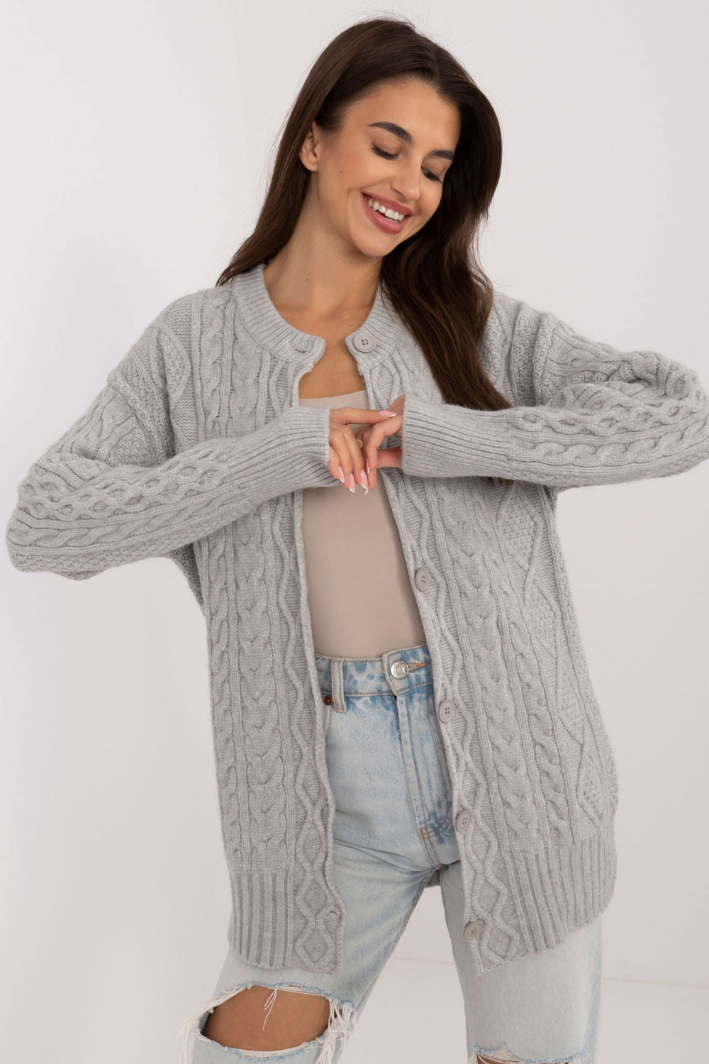 Cardigan femme AT — gris
