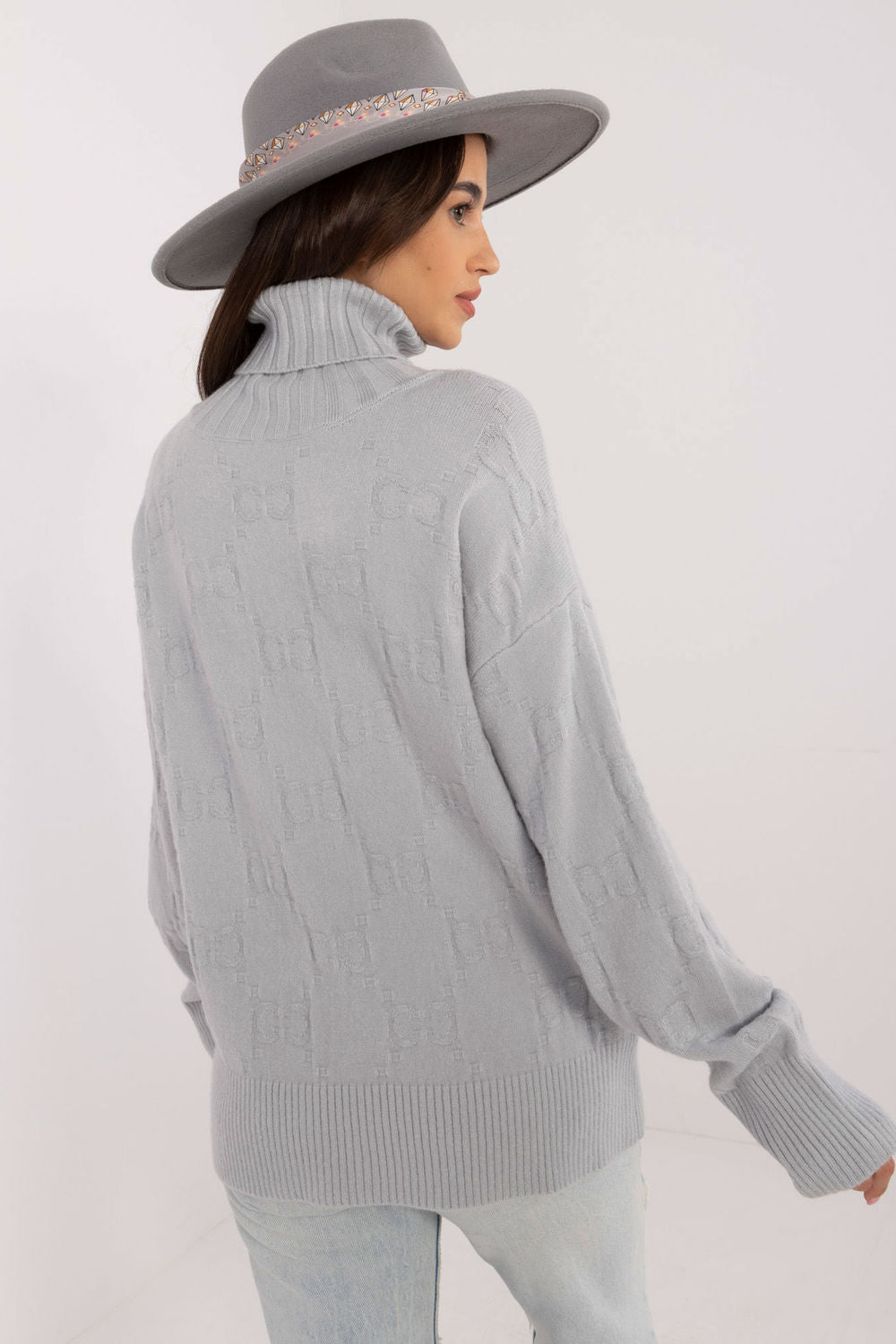 Pull femme AT Col Roulé Col — gris