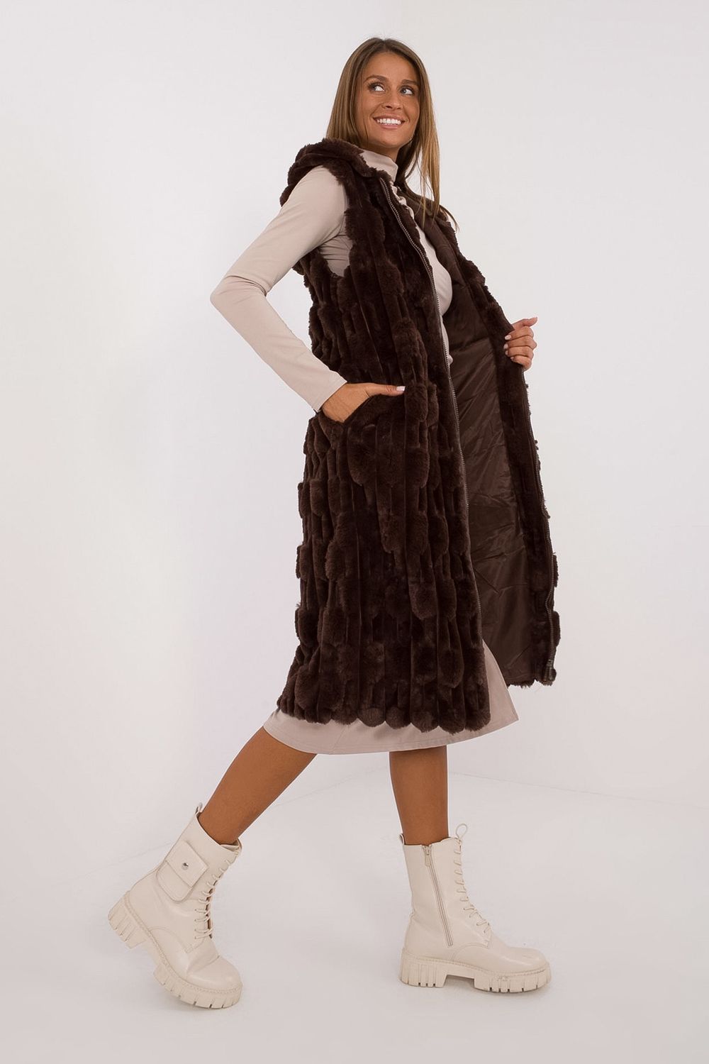 Gilet femme AT — brun