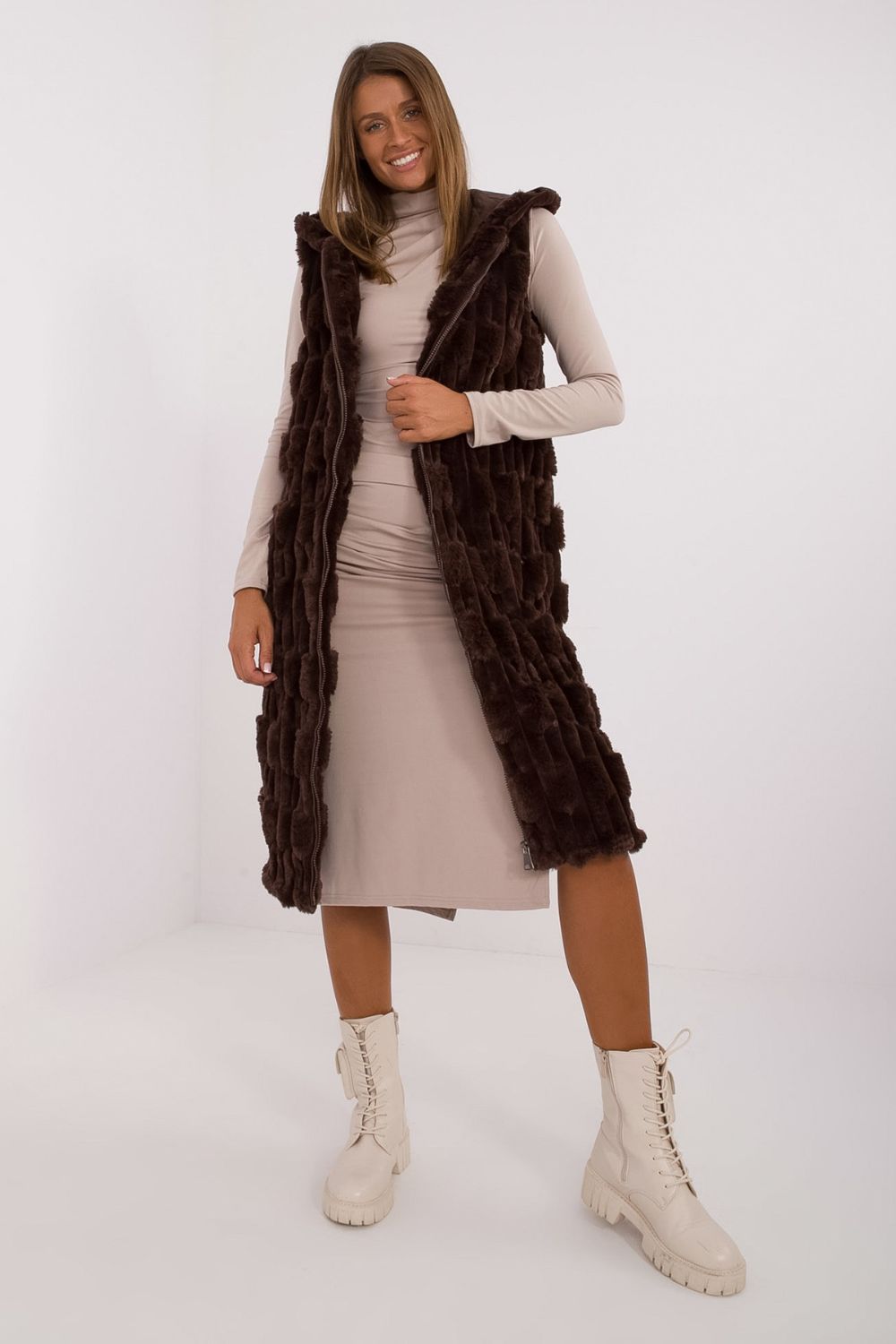 Gilet femme AT — brun