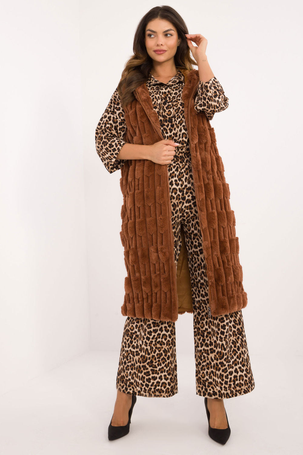Gilet femme AT — brun