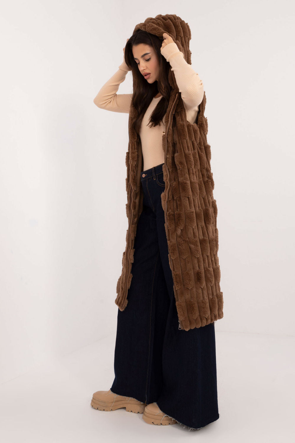 Gilet femme AT — brun