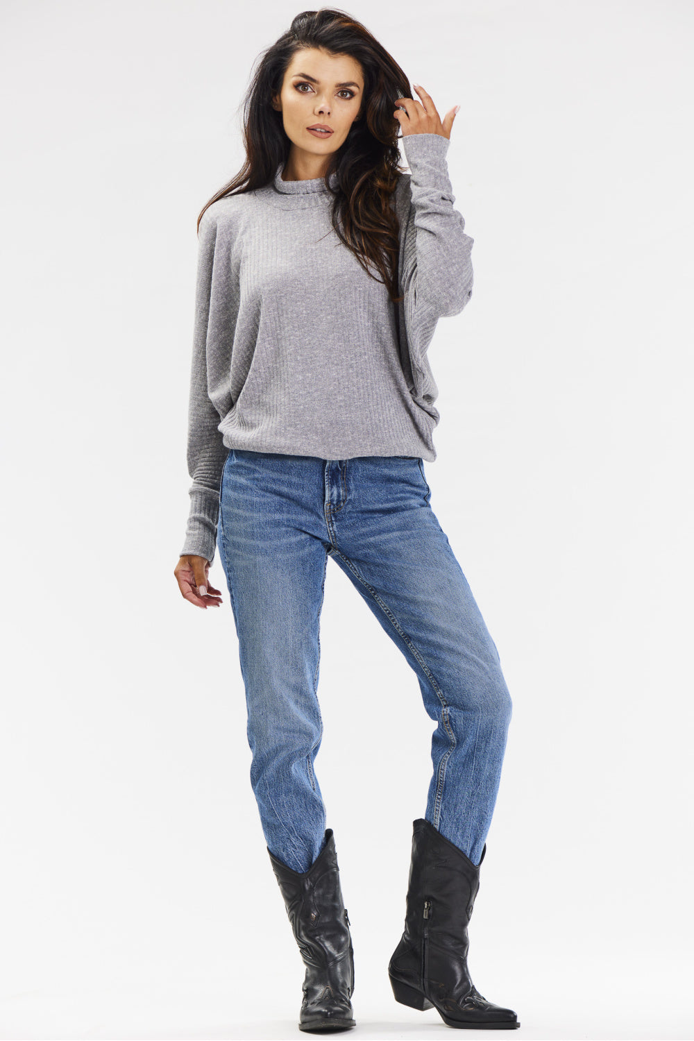 Pull femme awama Col Roulé Col — gris