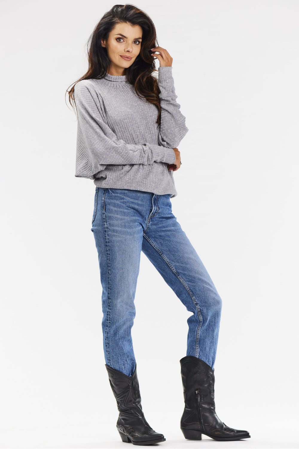 Pull femme awama Col Roulé Col — gris