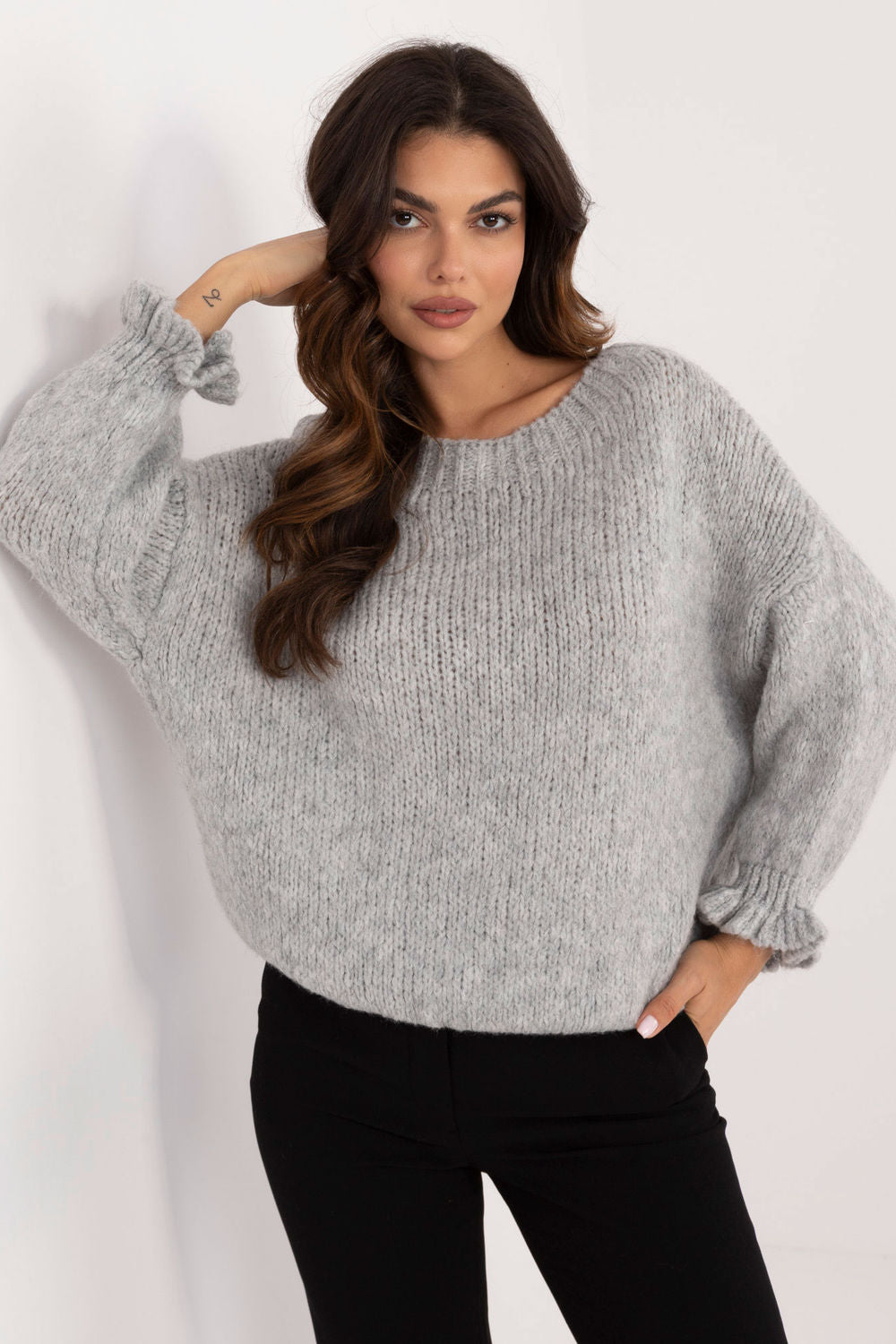 Pull femme Italy Moda Chandail Chandail — gris