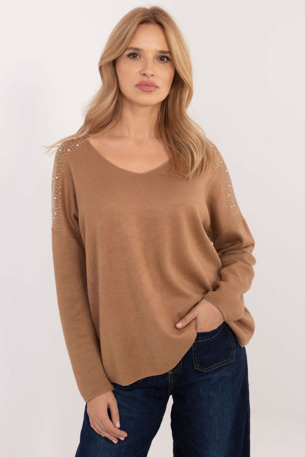 Pull femme Italy Moda Chandail Chandail — brun