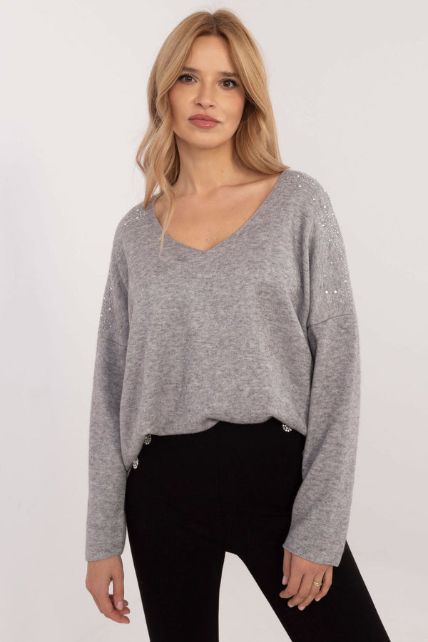Pull femme Italy Moda Chandail Chandail — gris
