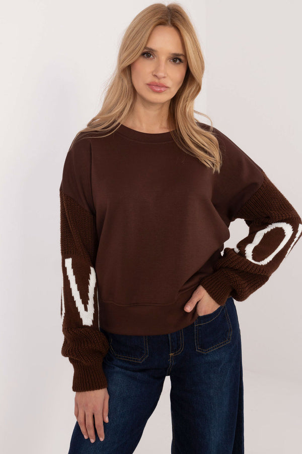 T-shirt femme Italy Moda Sweatshirt Sweatshirt — brun