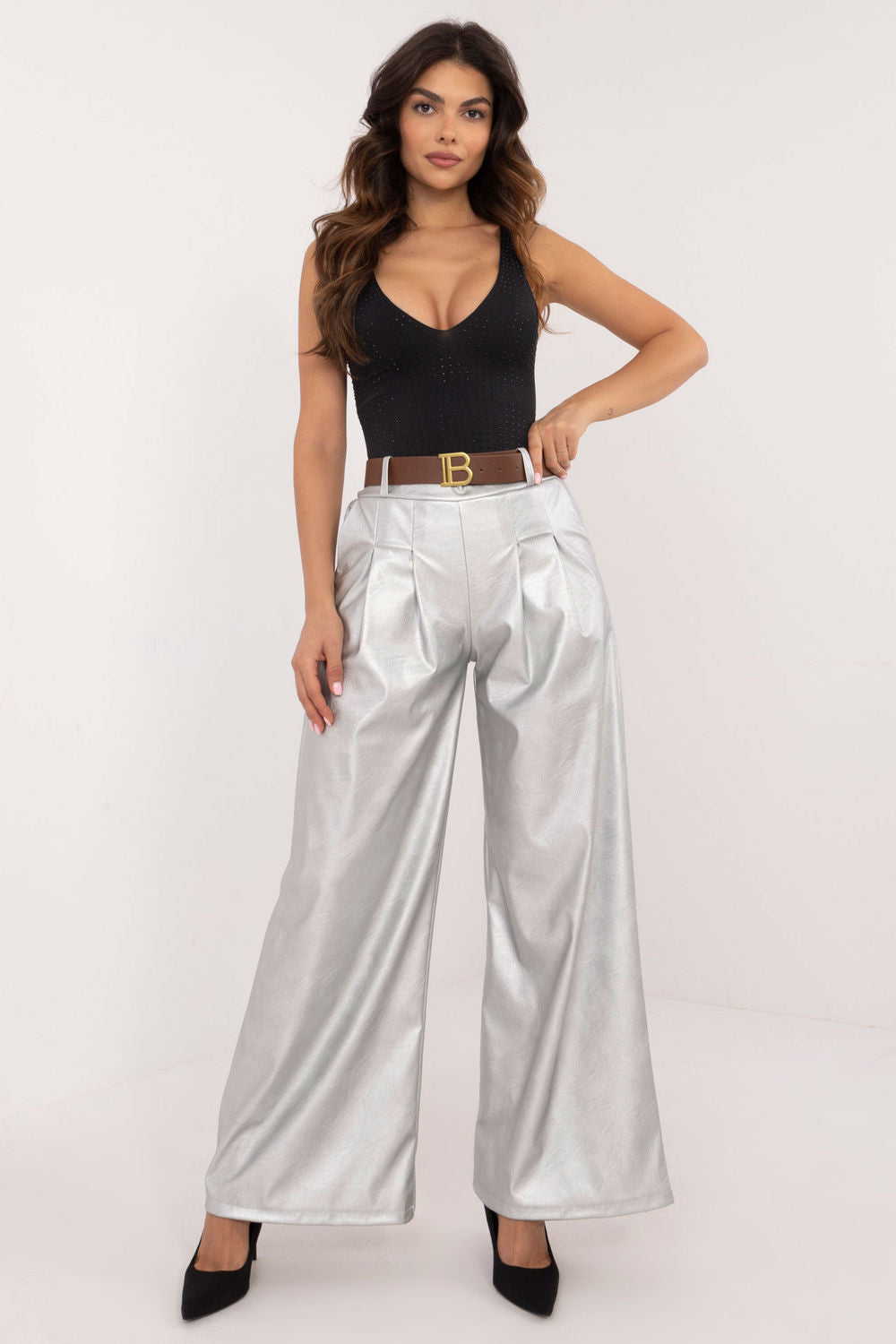 Chaussures à talons femme Italy Moda Pantalon Pantalon — gris