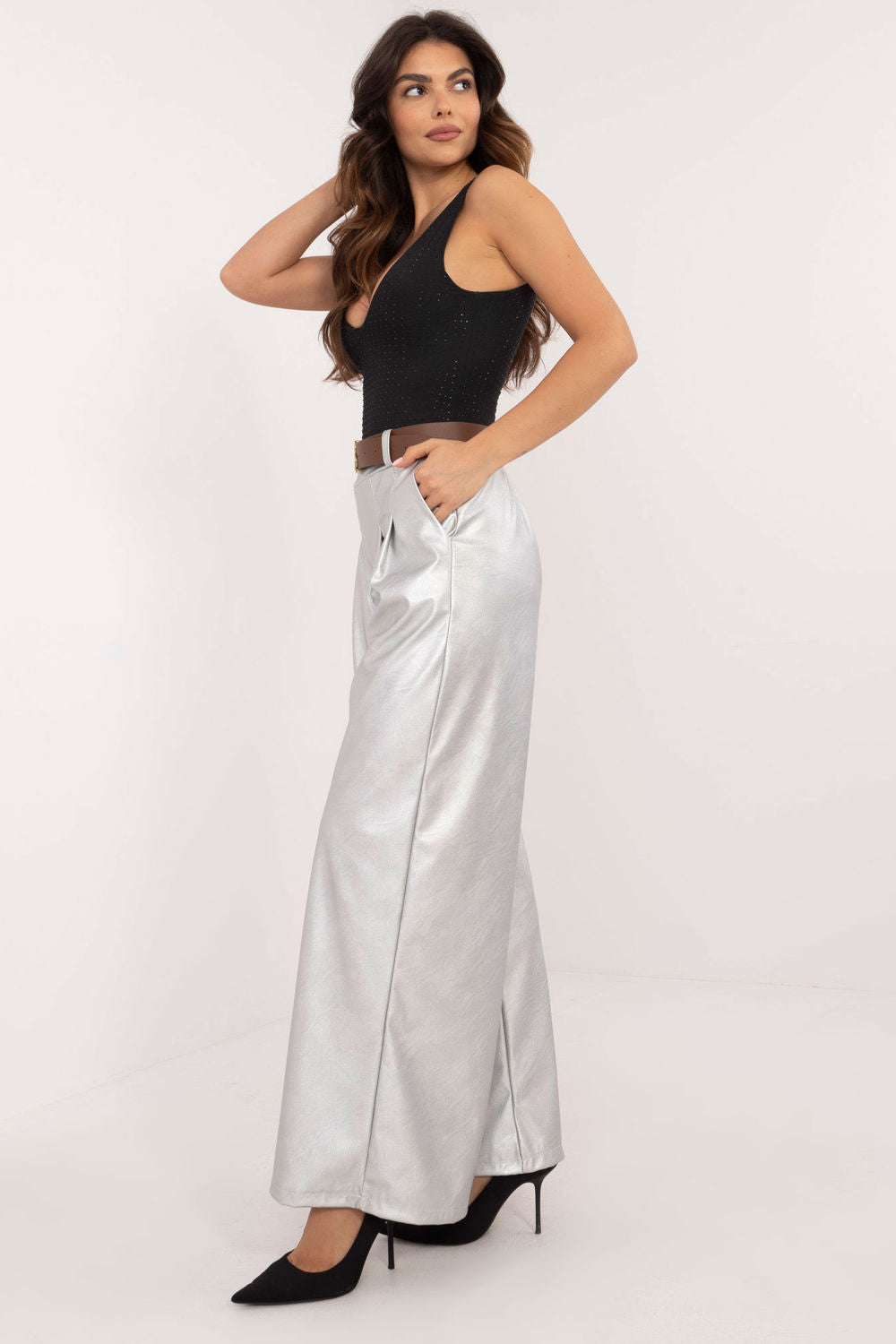 Chaussures à talons femme Italy Moda Pantalon Pantalon — gris