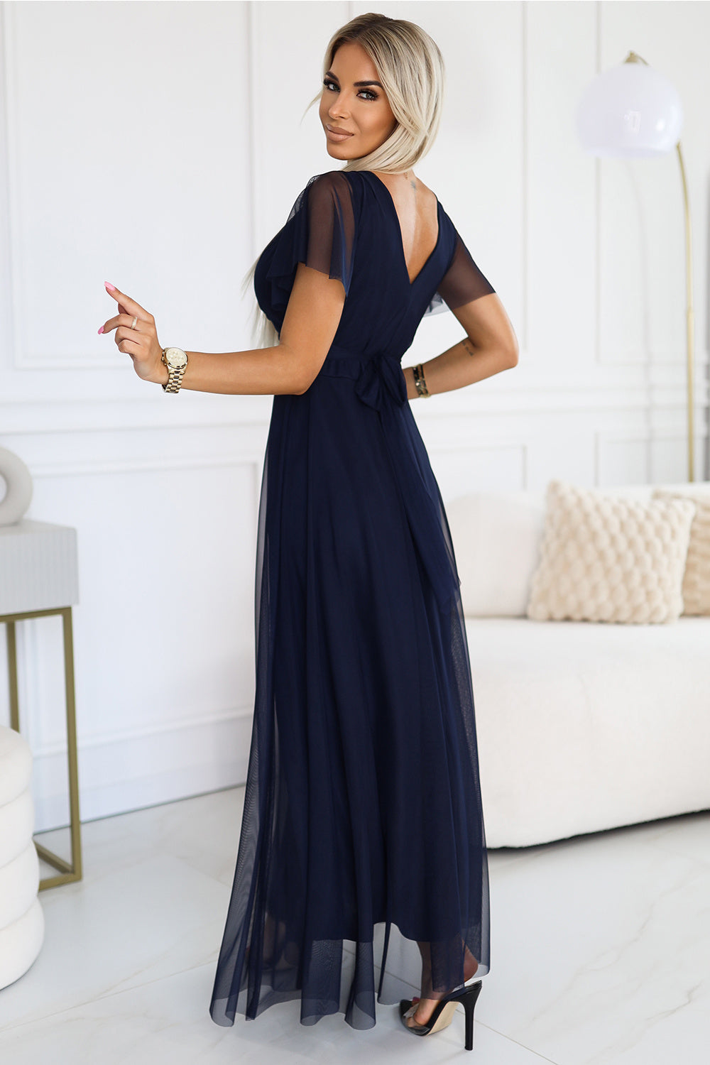 Robe femme Numoco Longue Longue — bleu marine