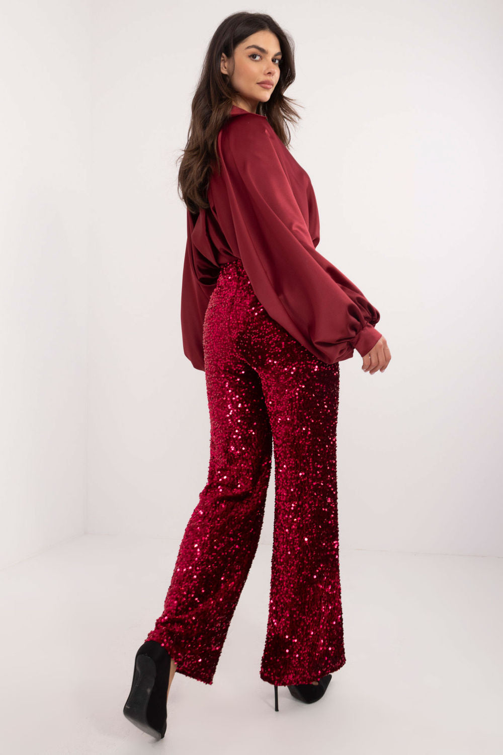 Chaussures à talons femme Italy Moda Pantalon Pantalon — rouge