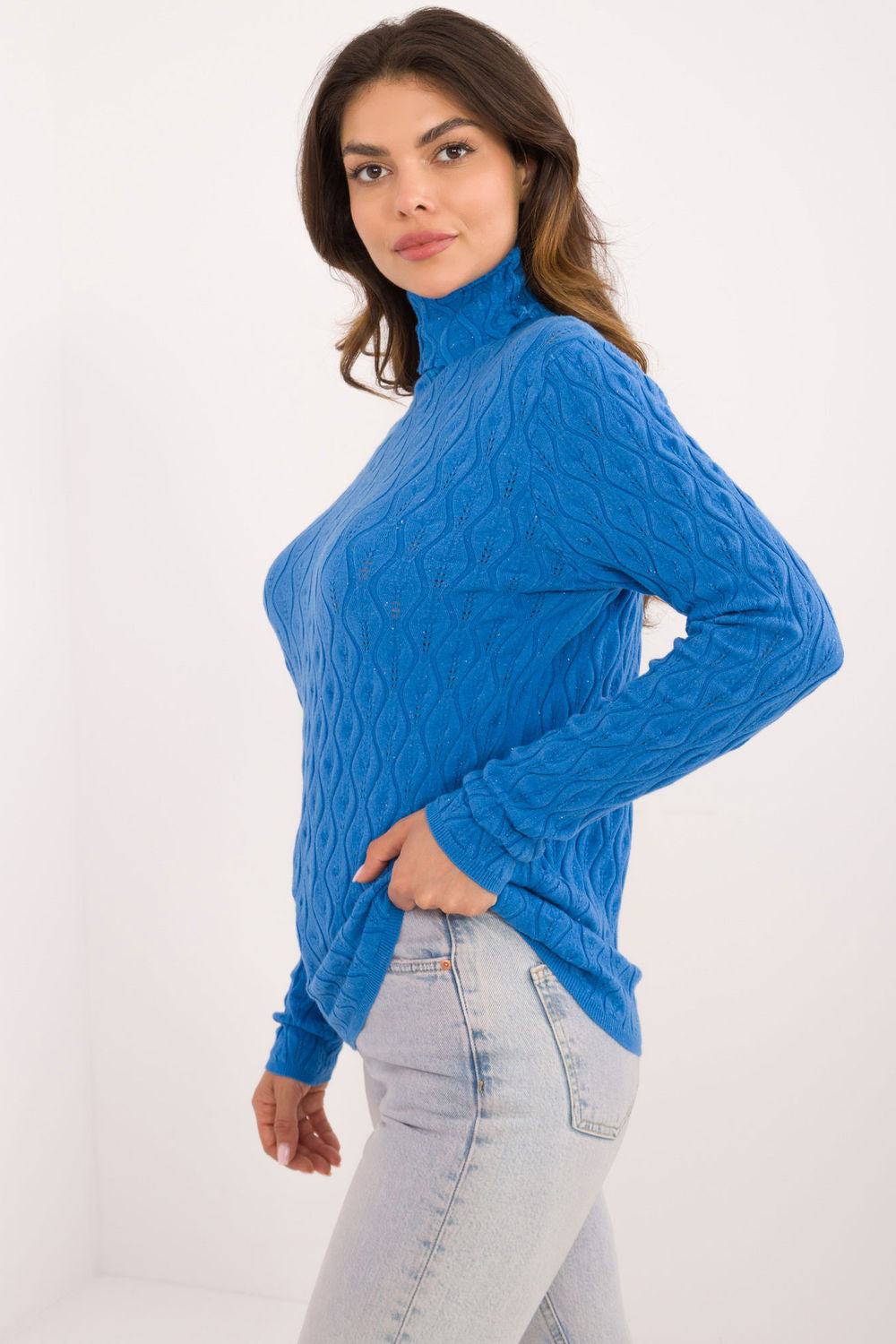 Pull femme AT Col Roulé Col — bleu