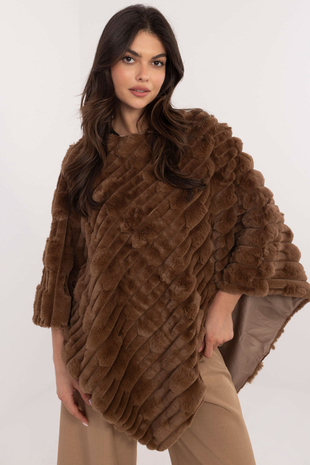 Poncho femme AT — brun