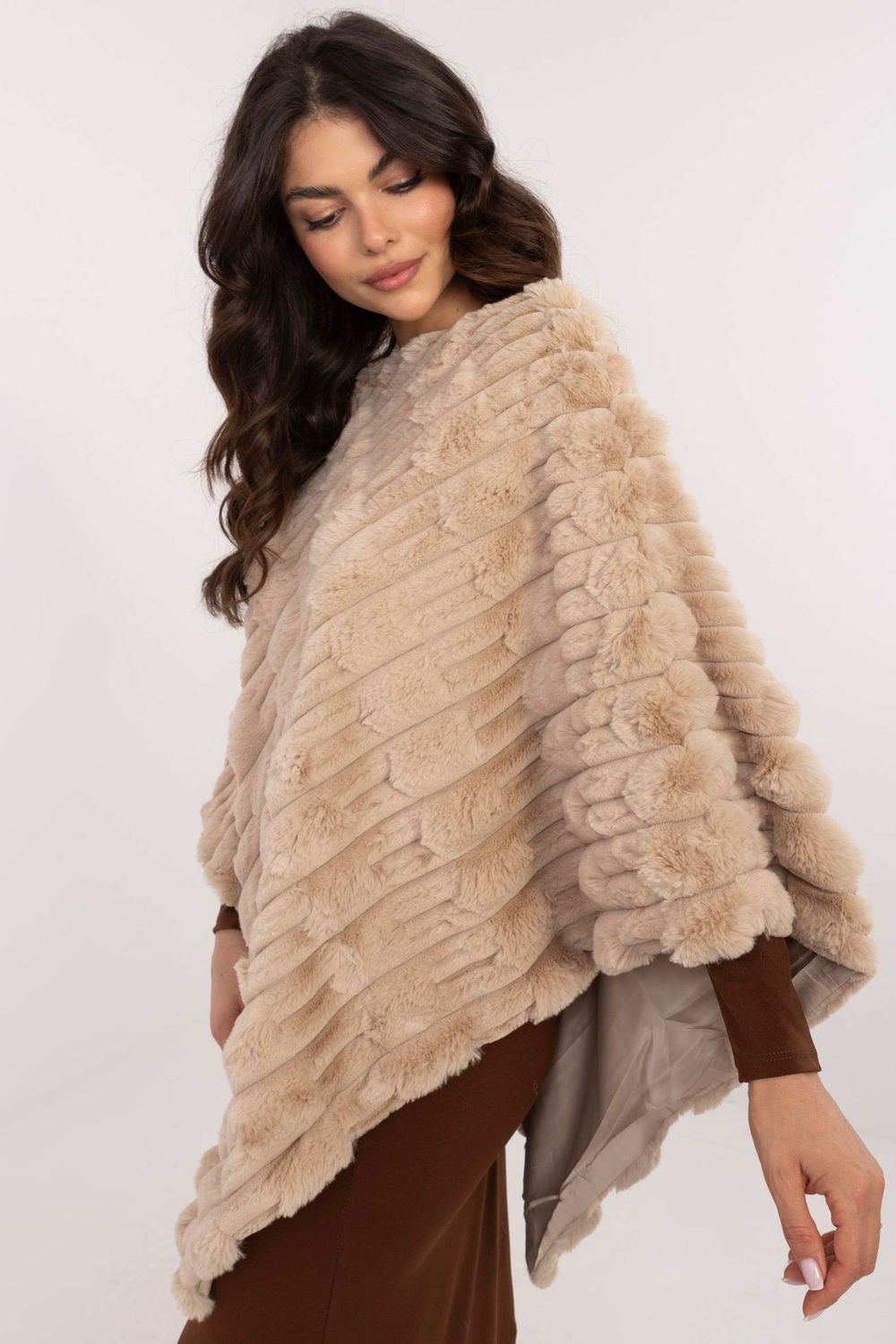 Poncho femme AT — beige
