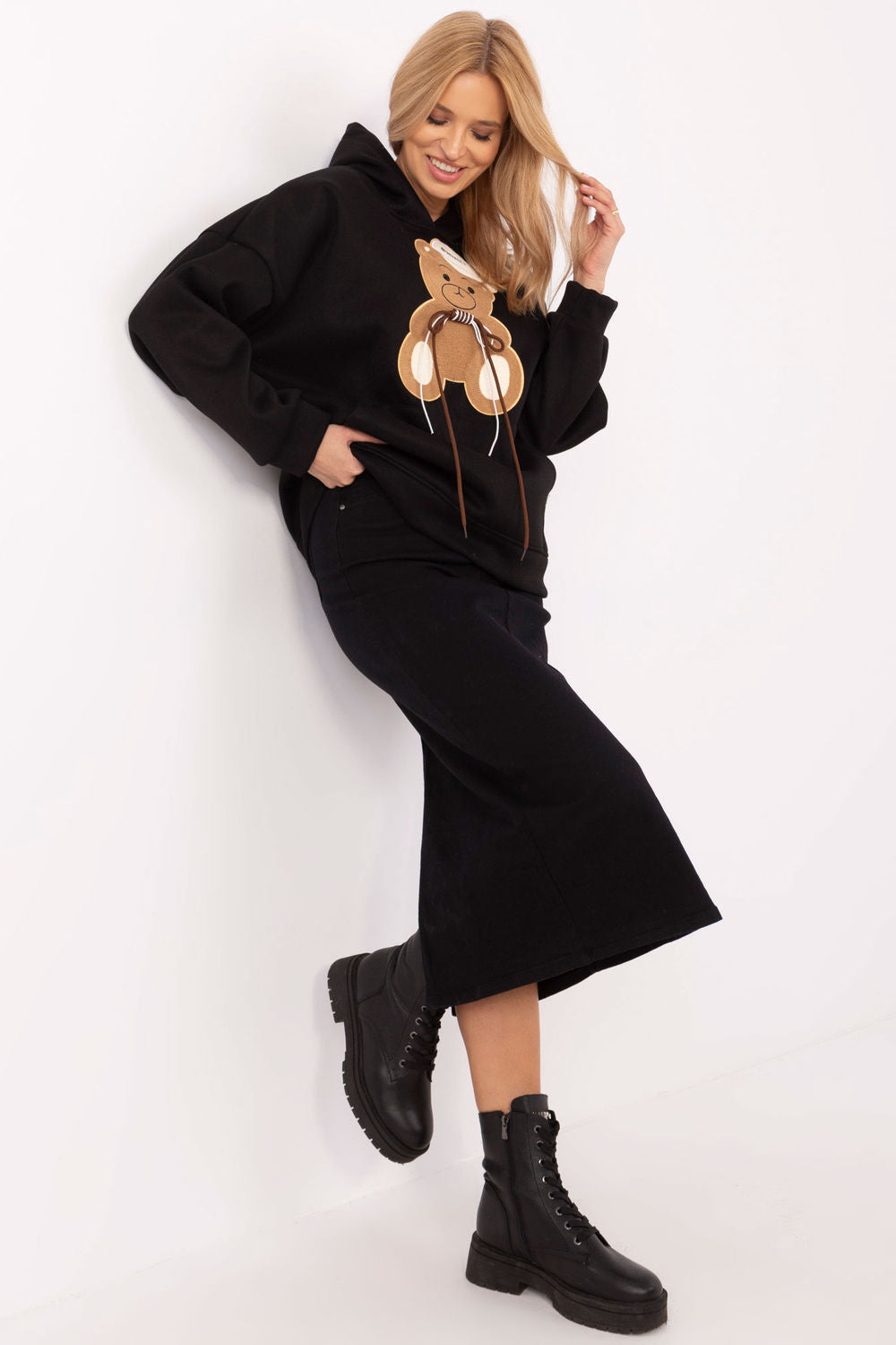 T-shirt femme Italy Moda Sweatshirt Sweatshirt — noir
