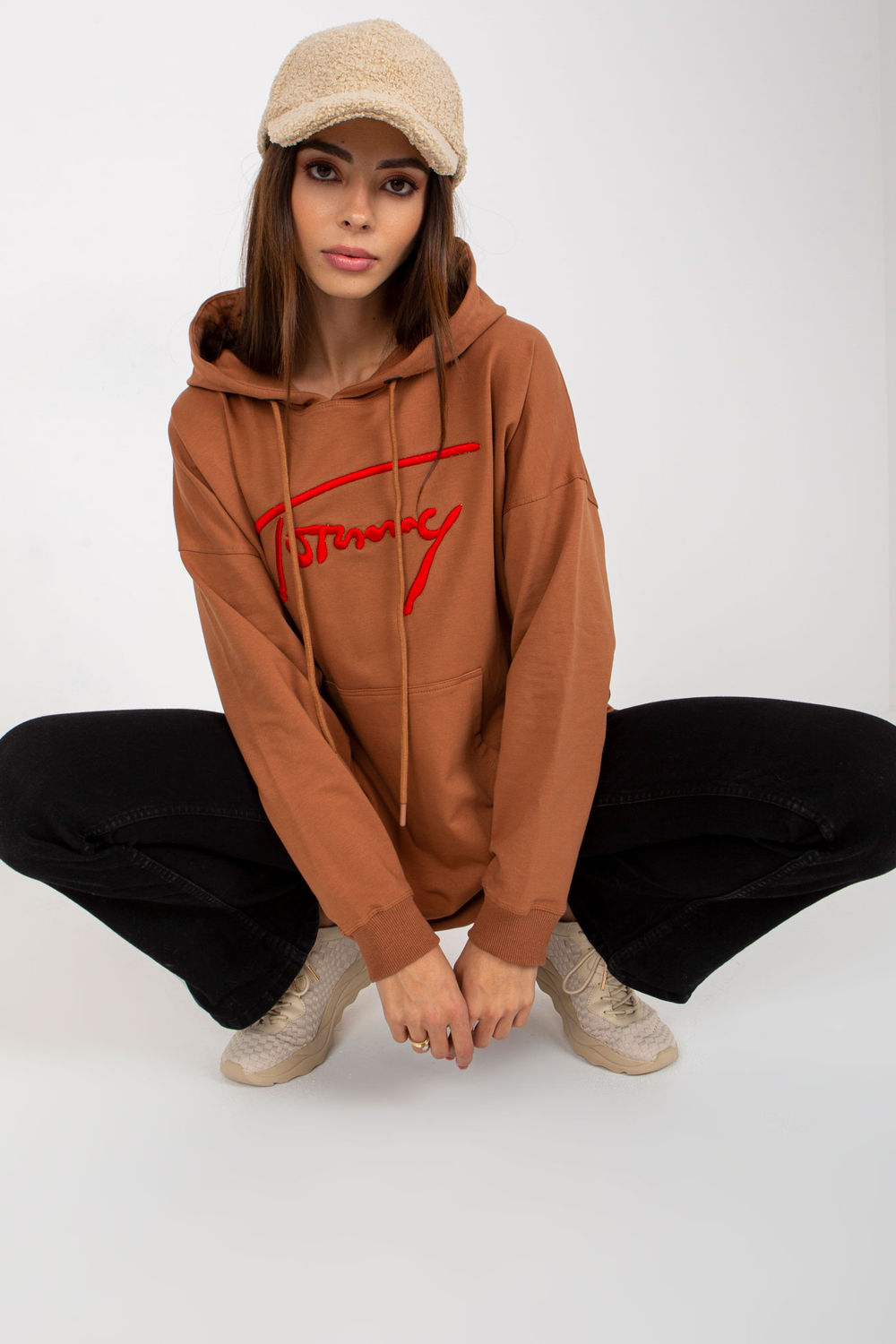 T-shirt femme Factory Price Sweatshirt Sweatshirt — brun